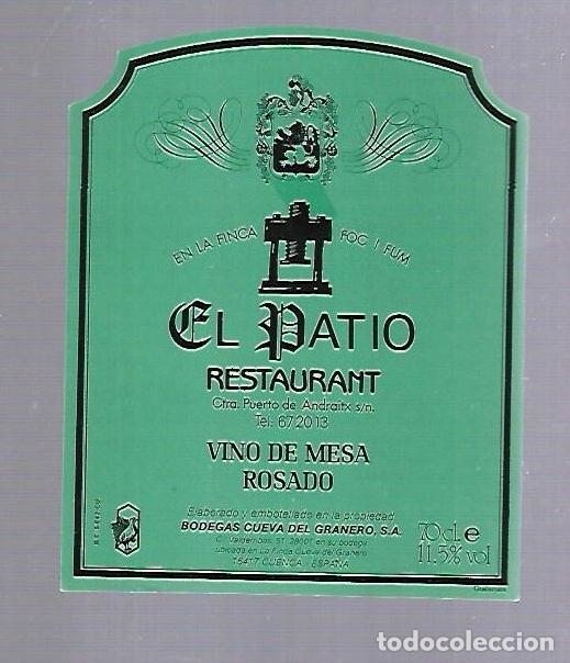 Etichette antiche: ETIQUETA DE VINO. RESTAURANT EL PATIO. PUERTO DE ANDRAITX