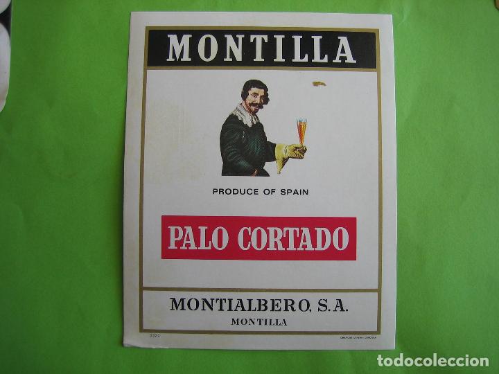 Etiquetas antiguas: Antigua etiqueta de vino palo cortado..Bodegas Montialbero. Montilla