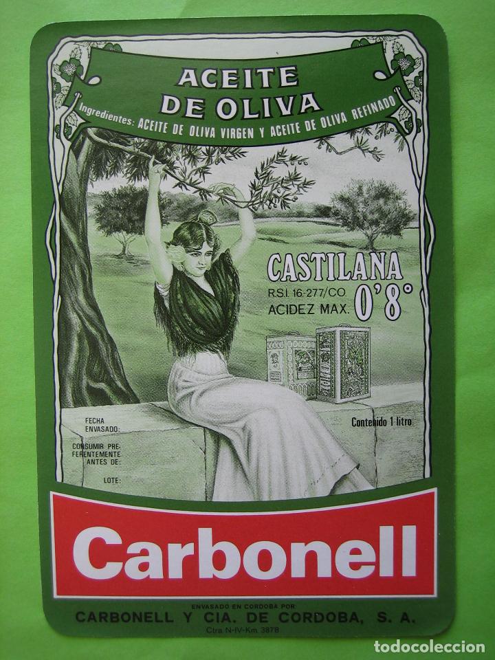 Etiquetas antiguas: Etiqueta aceite de oliva Carbonell. Cordoba