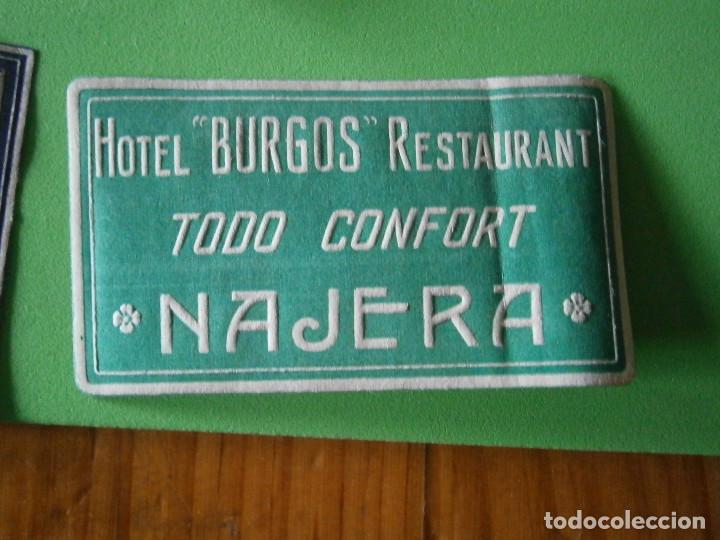 Etiquetas antiguas: &iexcl;&iexcl;PRECIOSA ETIQUETA ..A&Ntilde;OS 30-40 DE..NAJERA &iexcl;&iexcl;HOTEL BUERGOS