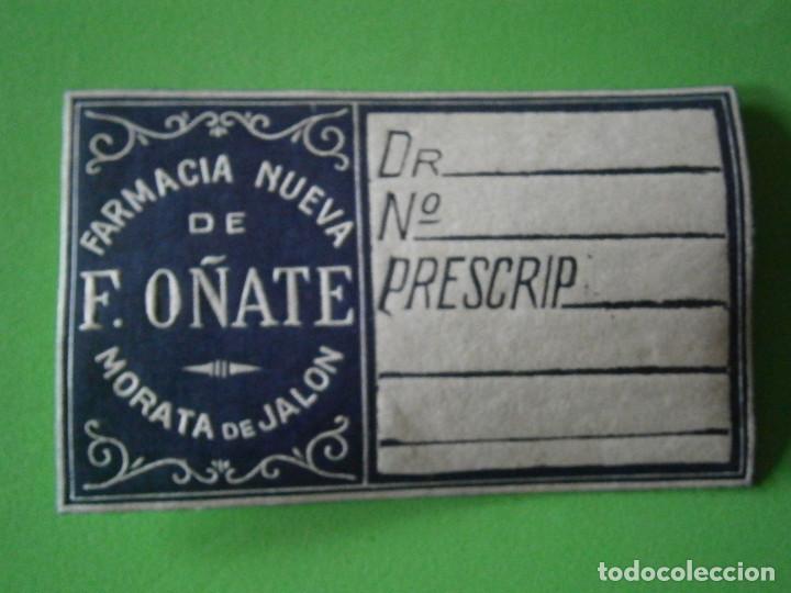 Alte Etiketten: &iexcl;&iexcl;PRECIOSA ETIQUETA ..A&Ntilde;OS 30-40 DE..MORATA DE JALON&iexcl;&iexcl;FARMACIA F.O&Ntilde;ATE
