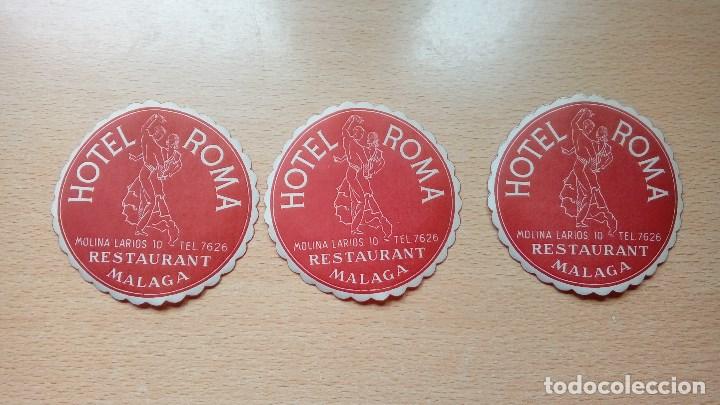 Etiquetas antiguas: ETIQUETA HOTEL ROMA RESTAURANT MALAGA NUEVAS SIN USAR