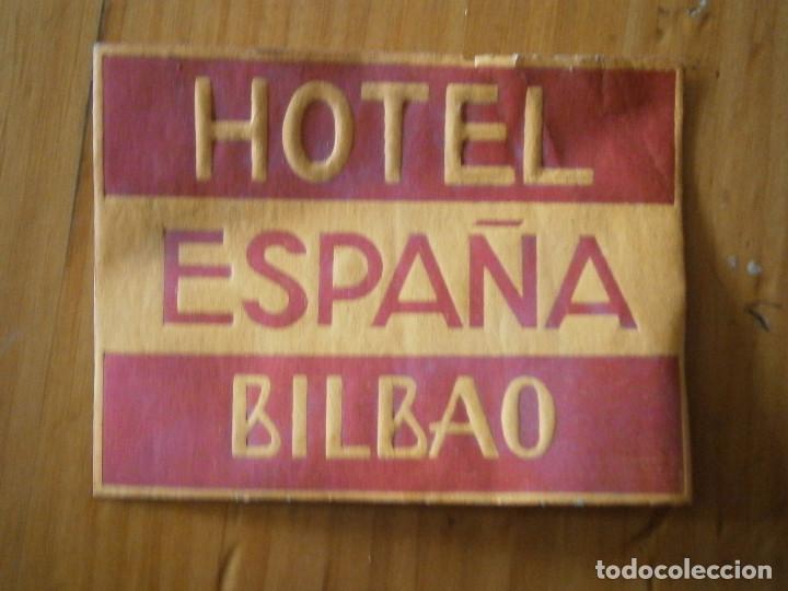Etiquetas antiguas: preciosa etiqueta a&ntilde;os 30 40 hotel ,,espa&ntilde;a,,,bilbao,,