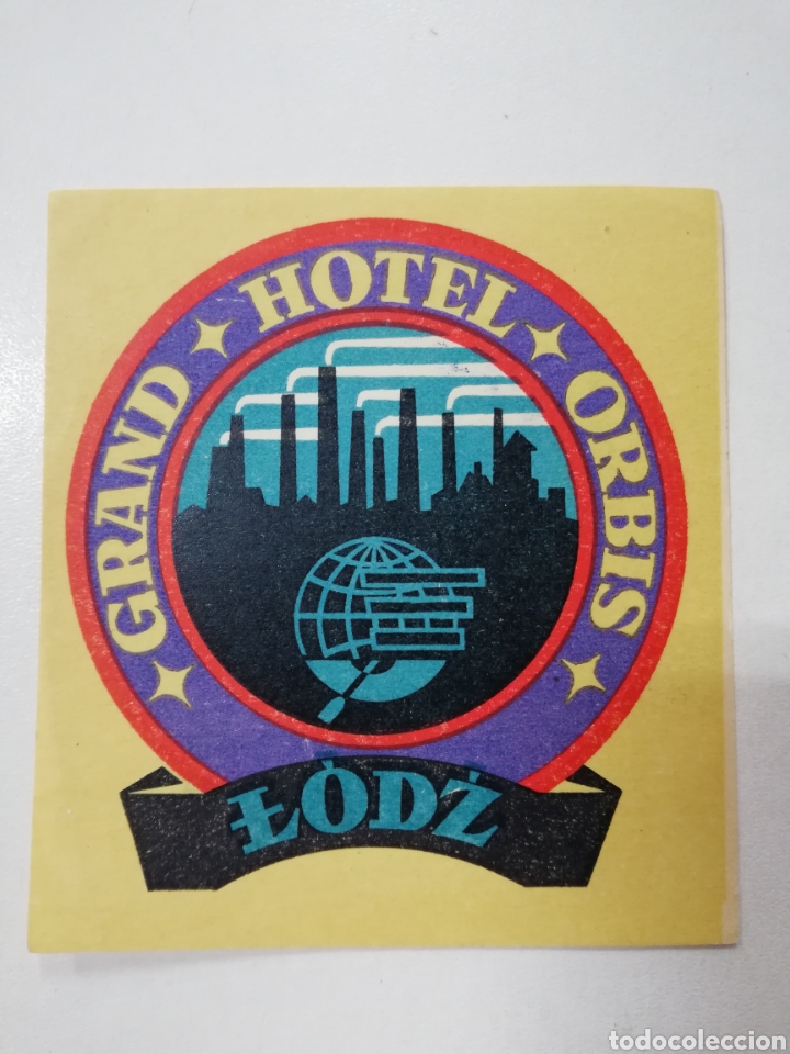 Etiquetas antiguas: ETIQUETA GRAND HOTEL ORBIS, LODZ POLONIA, LUGGAGE LABEL, ANTIGUA PARA MALETA