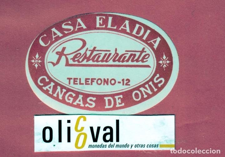Etiquetas antiguas: ETIQUETA HOTEL CANGA DE ONIS CASA ELADIA - DATADA ANTERIOR AL 37
