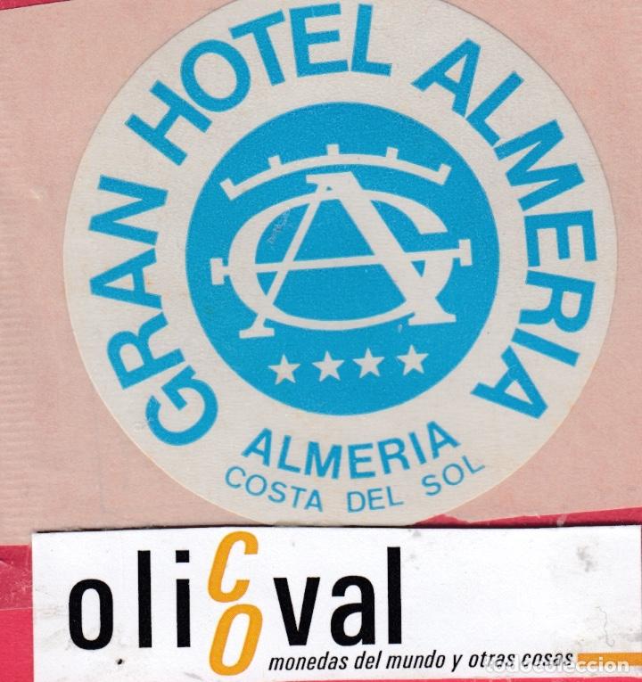 Etiquetas antiguas: ETIQUETA HOTEL ALMERIA - GRAN HOTEL ALMERIA TROQUELADA 70 mm