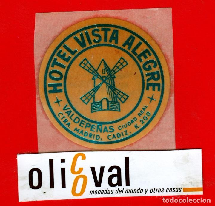Etiquetas antiguas: ETIQUETA HOTEL VALDEPE&Ntilde;AS CIUDAD REAL VISTA ALEGRE TROQUELADA 55 mm