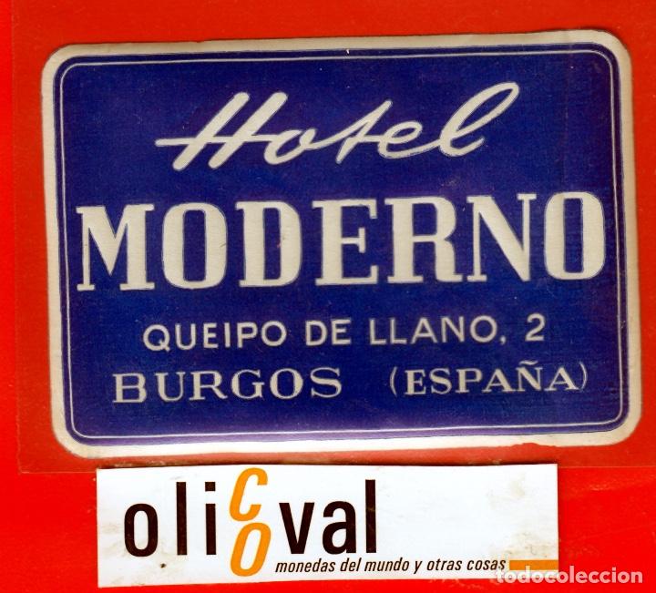 Etiquetas antiguas: ETIQUETA HOTEL MOTEL BURGOS HOTEL MODERNO DATADA ANTERIOR AL 37 100 mm