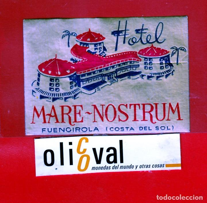 Etiquetas antiguas: ETIQUETA HOTEL MALAGA HOTEL MARE NOSTUM FUENGIROLA DORADA 90 X 65 mm