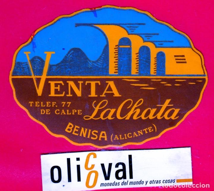 Etiquetas antiguas: ETIQUETA HOTEL ALICANTE HOTEL VENTA LA CHATA BENISA DATADA TROQUEL 110 mm