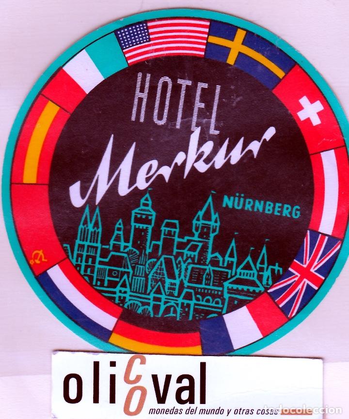 Etiquetas antiguas: ETIQUETA HOTEL MERKUR  N&Uuml;BRNBERG TROQUEI TROQUEL 109  EHEX-6801 9.