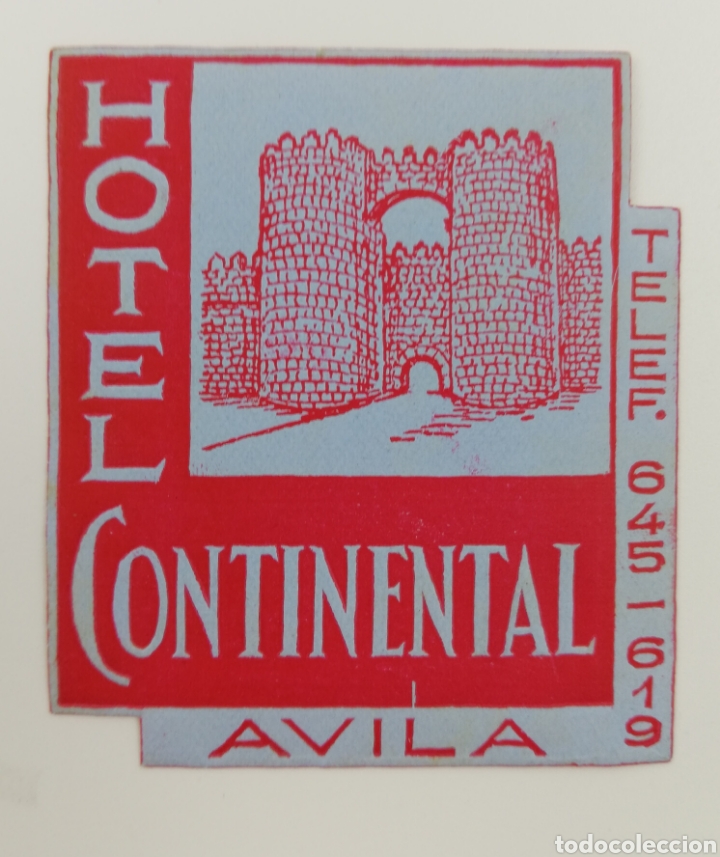 Etiquetas antiguas: ETIQUETA HOTEL CONTINENTAL AVILA ESPA&Ntilde;A LUGGAGE LABEL.