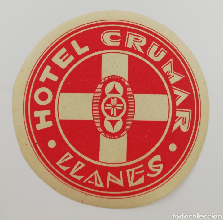 Etiquetas antiguas: ETIQUETA HOTEL CRUMAR LLANES ASTURIAS ESPA&Ntilde;A, LUGGAGE LABEL, RARA.