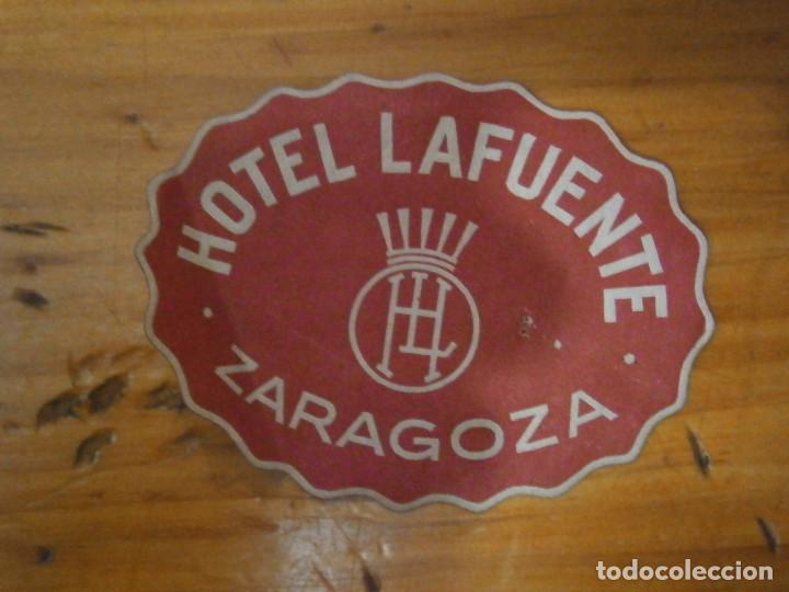 Etiquetas antiguas: preciosa etiqueta de zaragoza a&ntilde;os 30 40 HOTEL  LA FUENTE