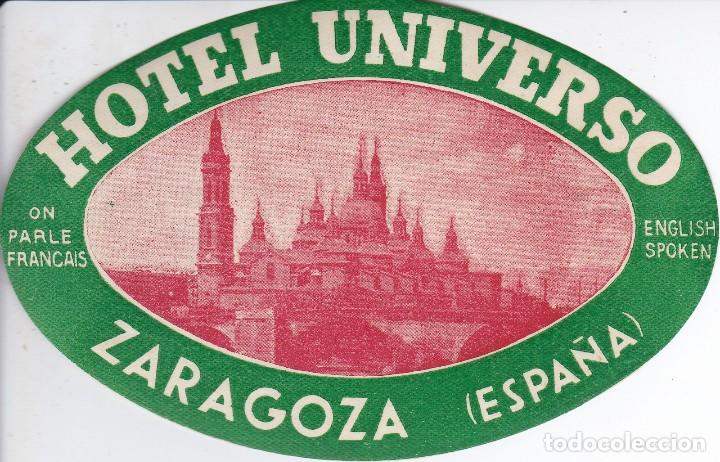 Etiquetas antiguas: ANTIGUA ETIQUETA DEL HOTEL UNIVERSO DE ZARAGOZA