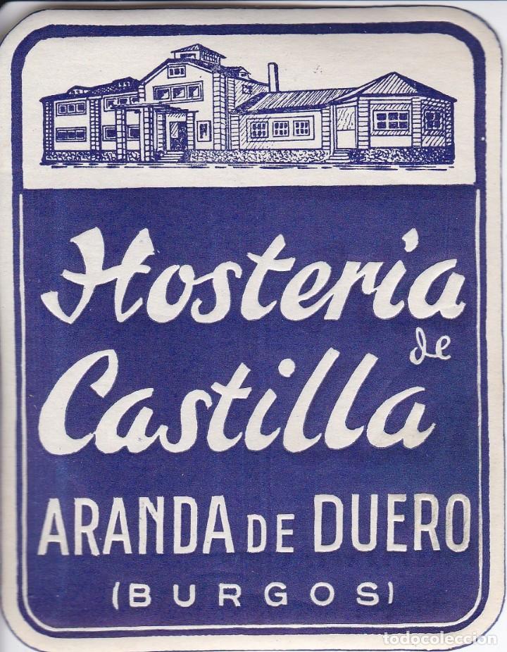 Etiquetas antiguas: ANTIGUA ETIQUETA DEL HOTEL CASTILLA DE ARANDA DE DUERO (BURGOS)