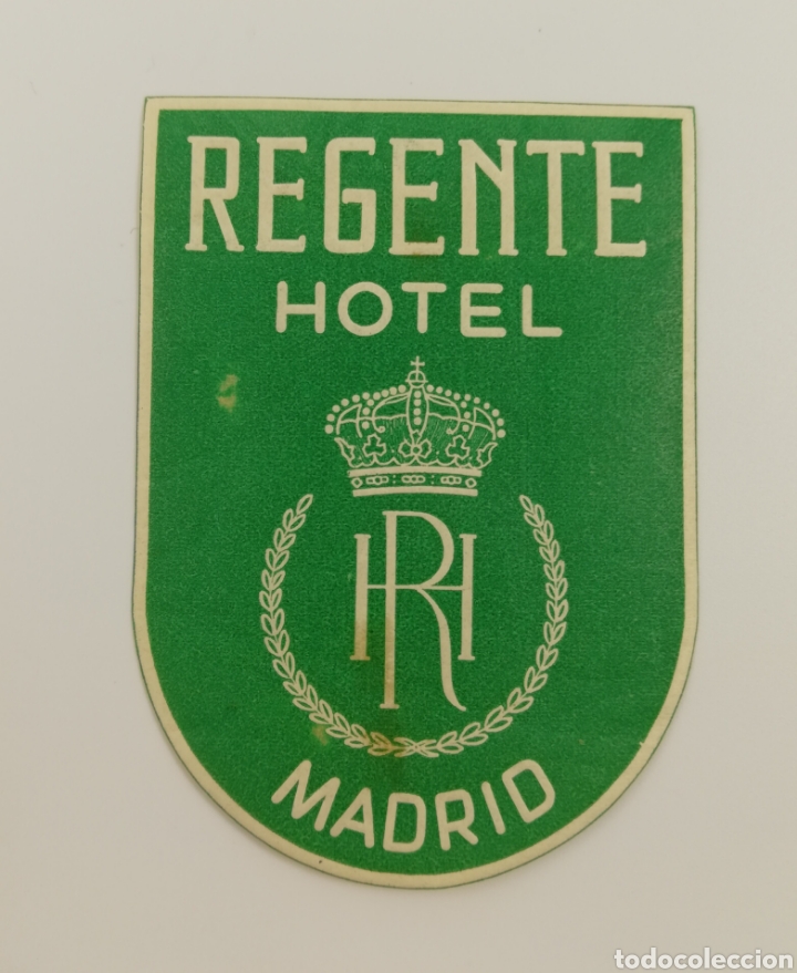 Etiquetas antiguas: ETIQUETA HOTEL REGENTE MADRID ESPA&Ntilde;A, CON RELIEVE, LUGGAGE LABEL, 6X8'2 CM