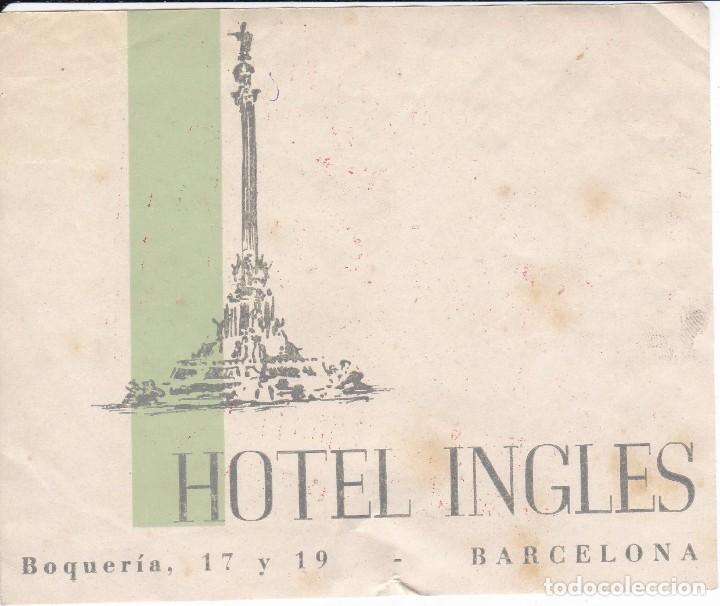 Etiquetas antiguas: ANTIGUA ETIQUETA DEL HOTEL INGLES DE BARCELONA (COLON)