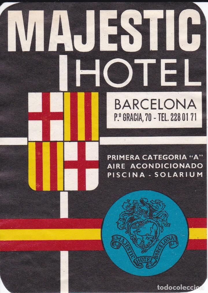 Etiquetas antiguas: ANTIGUA ETIQUETA DEL HOTEL MAJESTIC DE BARCELONA
