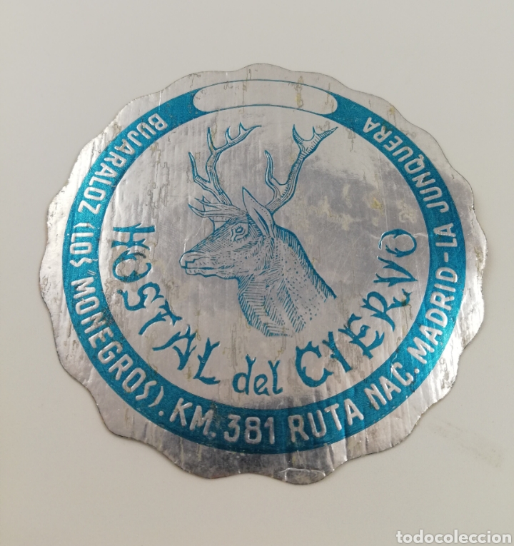 Etiquetas antiguas: ETIQUETA HOTEL HOSTAL CIERVO, BUJARALOZ LOS MONEGROS ARAGON, LUGGAGE LABEL.