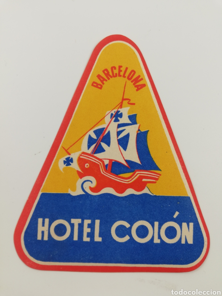 Etiquetas antiguas: ETIQUETA HOTEL COLON, BARCELONA CATALUNYA, LUGGAGE LABEL.