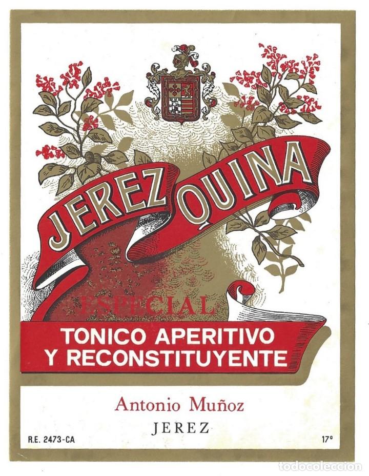 Etiquetas antiguas: ETIQUETA DE VINO- JEREZ QUINA ESPECIAL. ANTONIO MU&Ntilde;OZ- JEREZ DE LA FRONTERA