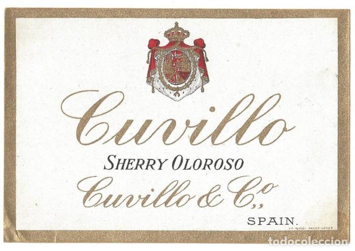 Etiquetas antiguas: ETIQUETA DE VINO- CUVILLO SHERRY OLOROSO. CUVILLO & CO. PUERTO DE SANTA MAR&Iacute;A