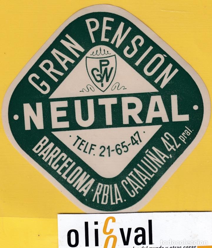Etiquetas antiguas: ETIQUETA HOTEL BARCELONA GRAN PENSION NEUTRAL TROQUEL 105 X105 mm 6803 141