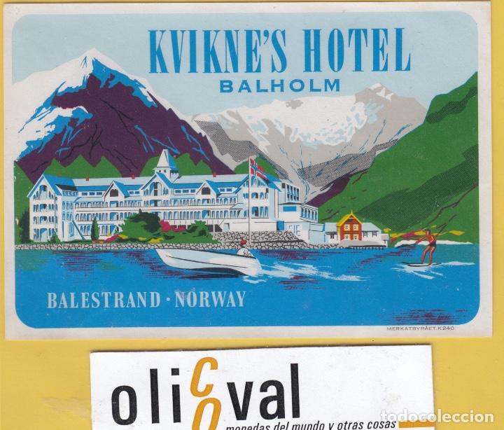 Etiquetas antiguas: ETIQUETA HOTEL NORUEGA NORWAY HOTE LKVIKNE&acute;S  BALESTRAND H- 6803 1695