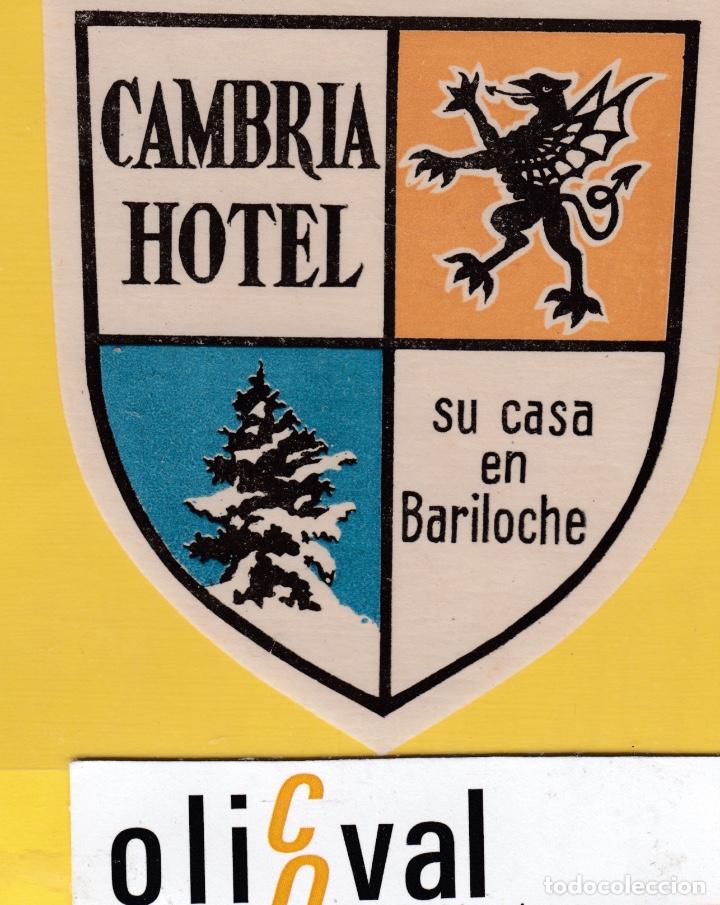 Etiquetas antiguas: ETIQUETA HOTEL ARGENTINA HOTEL CAMBRIA BARILOCHE  TROQUEL 90 X 75 mm H- 6803 190