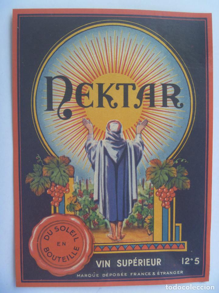 Old Labels: ETIQUETA ANTIGUA DE VINO : NEKTAR , VIN SUPERIEUR . FRANCIA