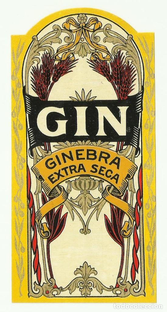 Etiquetas antiguas: Gin - Ginebra Extra Seca - Foto 1