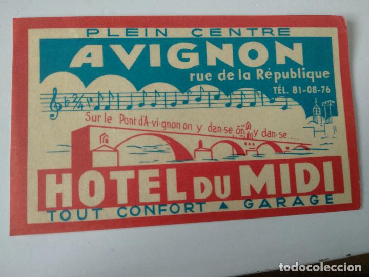 Etiquetas antiguas: ETIQUETA HOTEL DU MIDI, AVIGNON