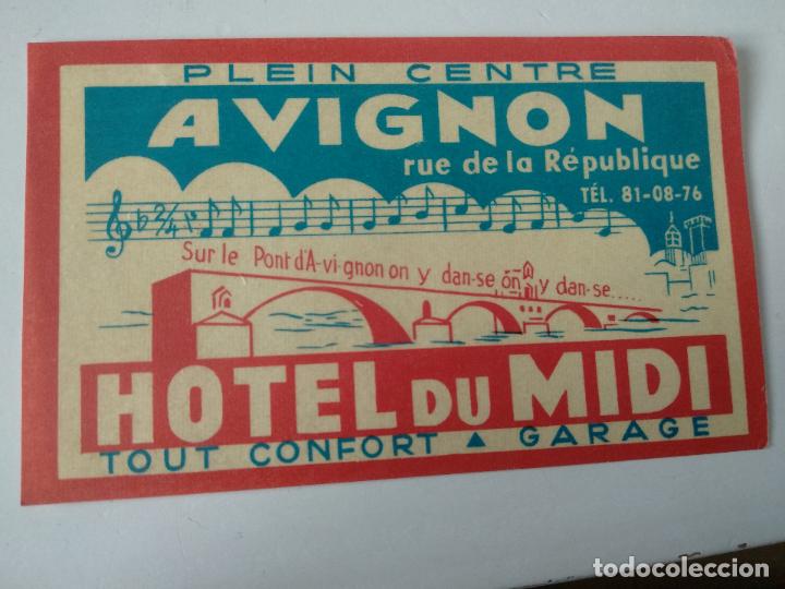 Etiquetas antiguas: ETIQUETA HOTEL DU MIDI, AVIGNON