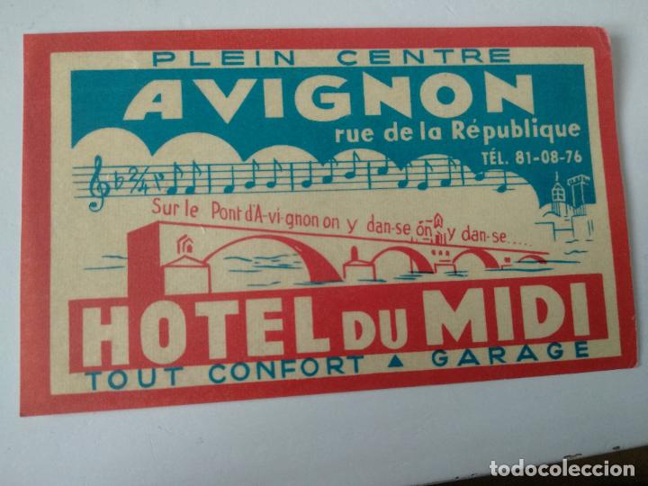 Etiquetas antiguas: ETIQUETA HOTEL DU MIDI, AVIGNON