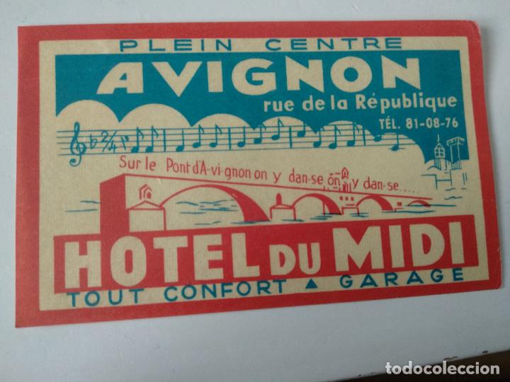 Etiquetas antiguas: ETIQUETA HOTEL DU MIDI, AVIGNON