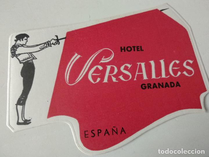 Etiquetas antiguas: Etiqueta hotel Versalles Granada pegatinas maletas