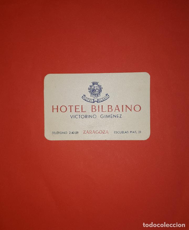 Alte Etiketten: ANTIGUA TARJETA DEL HOTEL BILBAINO VICTORINO GIM&Eacute;NEZ ZARAGOZA