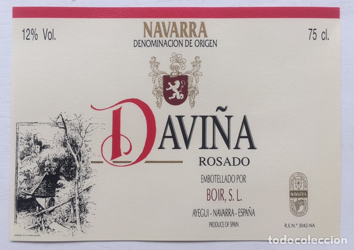 Old Labels: Etiqueta Vino Rosado Davi&ntilde;a - Boir SL - Ayegui - Navarra