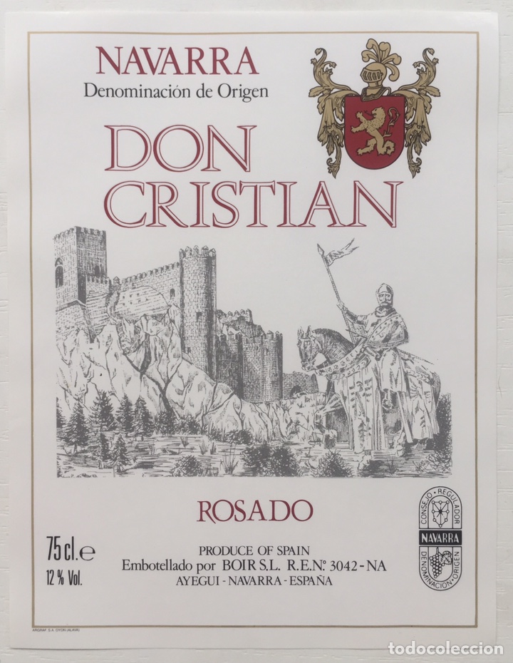 Old Labels: Etiqueta Vino Rosado Don Cristian - Boir SL - Ayegui - Navarra