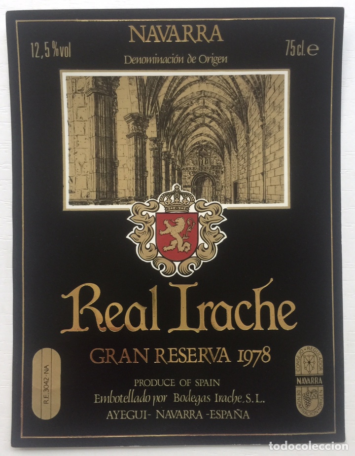 Old Labels: Etiqueta Vino Irache Gran Reserva 1978 - Bodegas Irache SL - Ayegui - Navarra