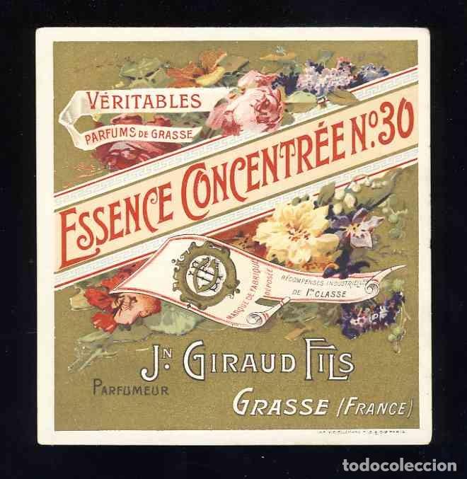 Etiquetas antigas: Etiqueta de perfumeria ESSENCE CONCENTREE NUM.30. Perfume (9,5 x 10,5 cms)