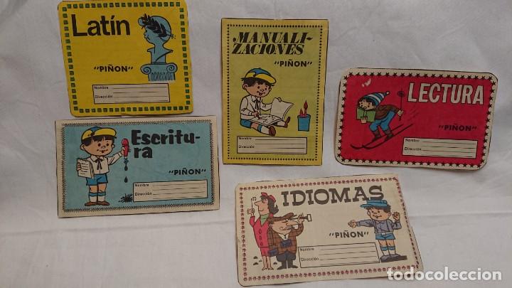 Old Labels: LOTE DE CINCO ETIQUETA ANTIGUA PARA LIBRO DE TEXTO DE PI&Ntilde;ON  A&Ntilde;OS 70