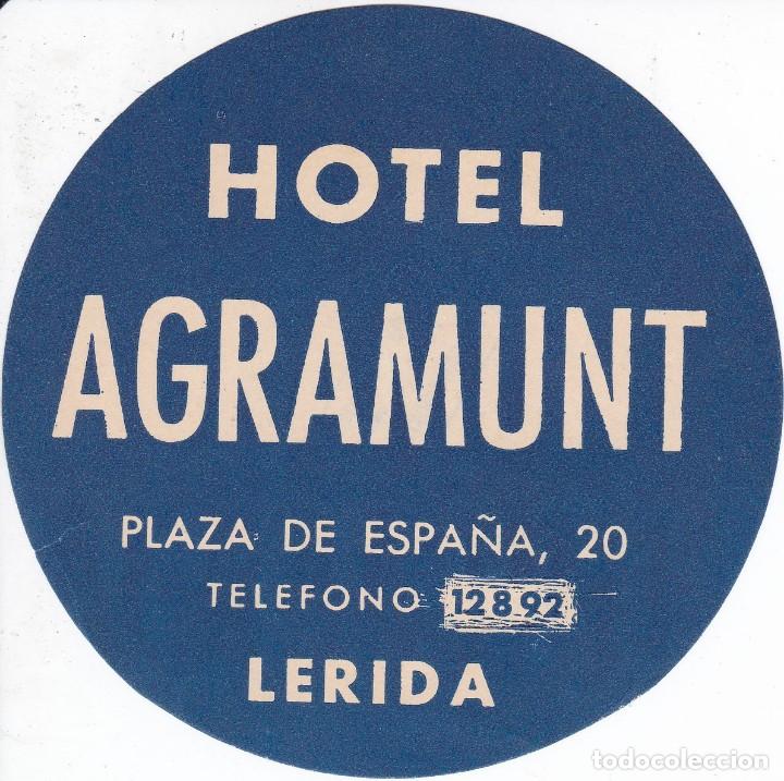 Etiquetas antiguas: ANTIGUA ETIQUETA DEL HOTEL AGRAMUNT DE LERIDA (LLEIDA)