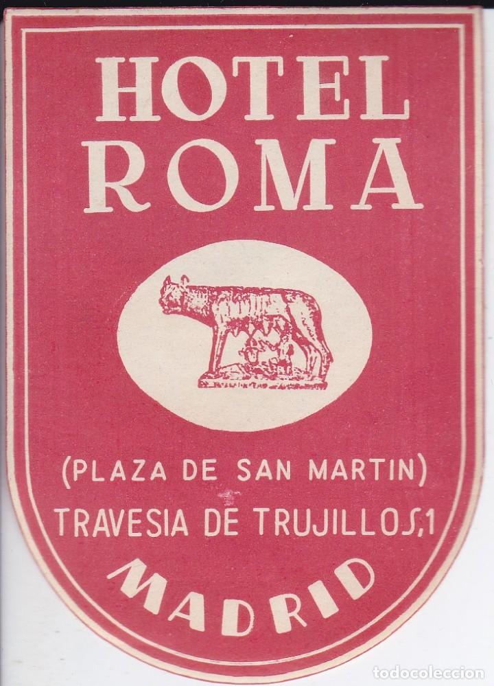 Etiquetas antiguas: ANTIGUA ETIQUETA DEL HOTEL ROMA DE MADRID