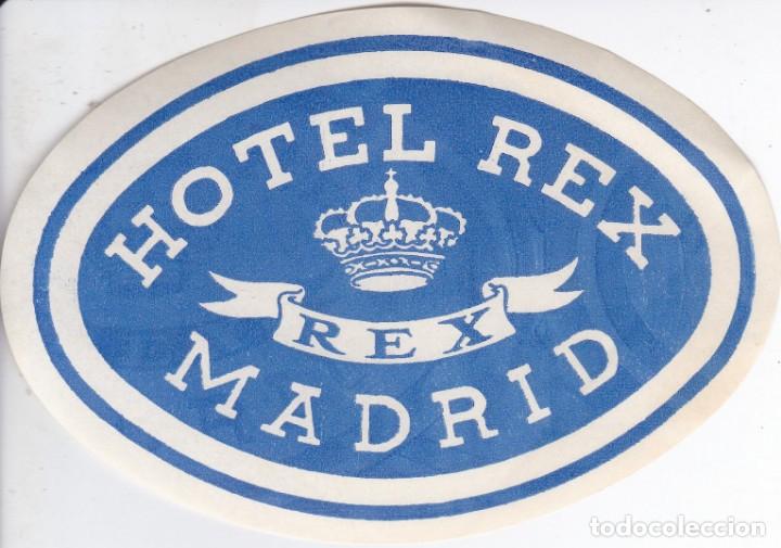 Etiquetas antiguas: ANTIGUA ETIQUETA DEL HOTEL REX DE MADRID
