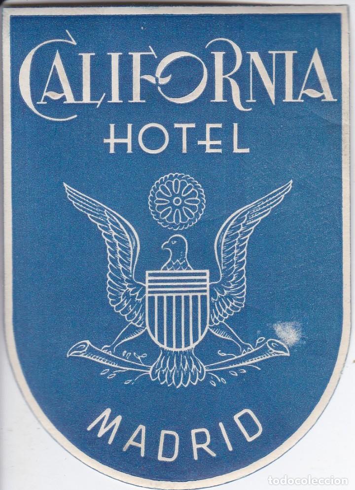 Etiquetas antiguas: ANTIGUA ETIQUETA DEL HOTEL CALIFORNIA DE MADRID