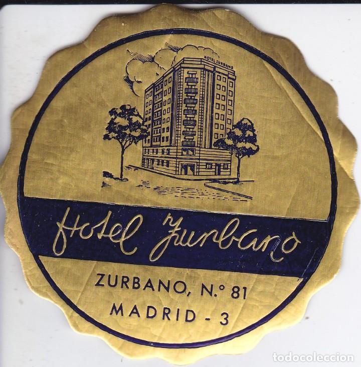 Etiquetas antiguas: ANTIGUA ETIQUETA DEL HOTEL ZURBANO DE MADRID