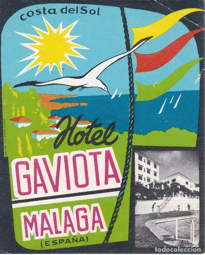 Etiquetas antiguas: ANTIGUA ETIQUETA DEL HOTEL GAVIOTA DE MALAGA