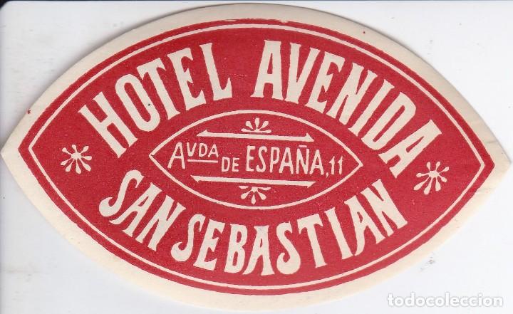 Etiquetas antiguas: ANTIGUA ETIQUETA DEL HOTEL AVENIDA DE SAN SEBASTIAN